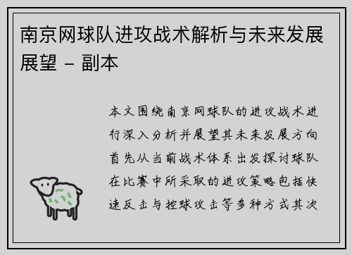 南京网球队进攻战术解析与未来发展展望 - 副本